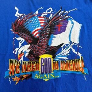 VTG Christian Shirt Mens Large We‎ Need God In America Again Eagle Church Biker
